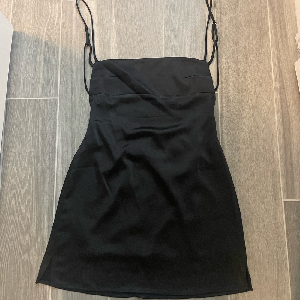 Sky to moon black satin dress